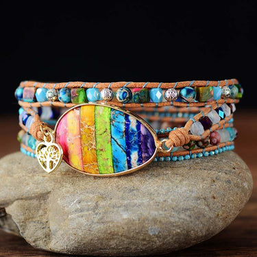 Imperial Jasper HEALING CHAKRA Stones Boho Wrap Bracelet